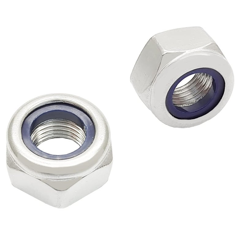 DGZ 2Pcs M14 x1.5mm Stainless Steel Nylon Insert Lock Nuts, Silver - Image 1